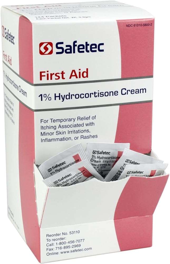 Safetec Hydrocortisone 1% Cream.9 g. pouch 144 ct. box (12 boxes/case) - Image 1