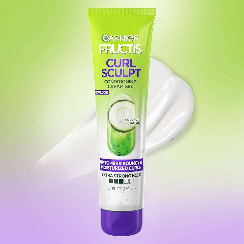 Garnier Fructis Curl Shine Conditioning Hair Gel, Frizz Control for Curly, Wavy, and Coily Hair, Extra Strong Hold for Up to 48 HRs of Bouncy, Moisturized Curls, 5.1 Fl Oz (Packaging May Vary) - Image 2