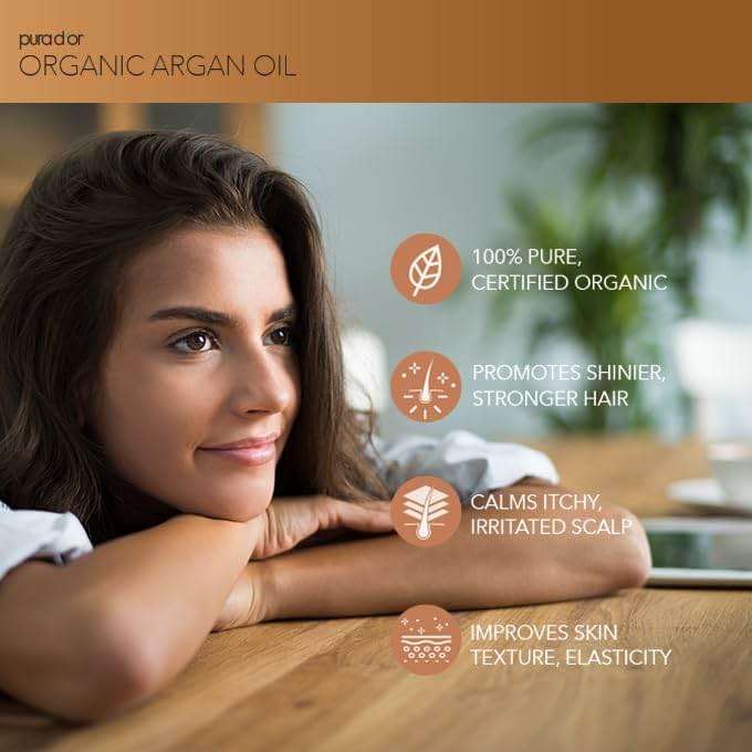 PURA D'OR USDA Organic Moroccan Argan Oil–100% Pure Cold-Pressed Virgin Grade–Treatment for Hair, Skin, Face, Body– Helps Dry Skin, Scalp Care, Split Ends, Nails & Cuticles 4 Oz - Hair Regrowth Tonic - Image 2