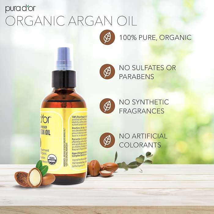 PURA D'OR USDA Organic Moroccan Argan Oil–100% Pure Cold-Pressed Virgin Grade–Treatment for Hair, Skin, Face, Body– Helps Dry Skin, Scalp Care, Split Ends, Nails & Cuticles 4 Oz - Hair Regrowth Tonic - Image 3