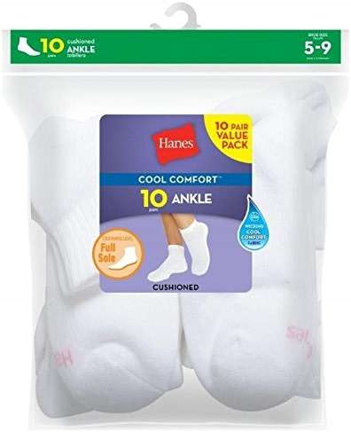 Hanes Women's Cushioned Athletic Ankle Socks (10-Pack) - Image 2