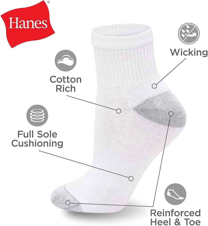 Hanes Women's Cushioned Athletic Ankle Socks (10-Pack) - Image 7