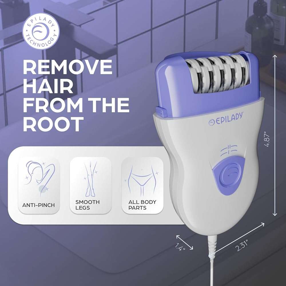 Epilady Speed Corded Epilator for Women – Dual-Speed 40-Disc Root Hair Removal Device for Legs, Underarms and Bikini Area Compact Waterproof Anti-Pinch Design for Smooth Long-Lasting Results - Image 2