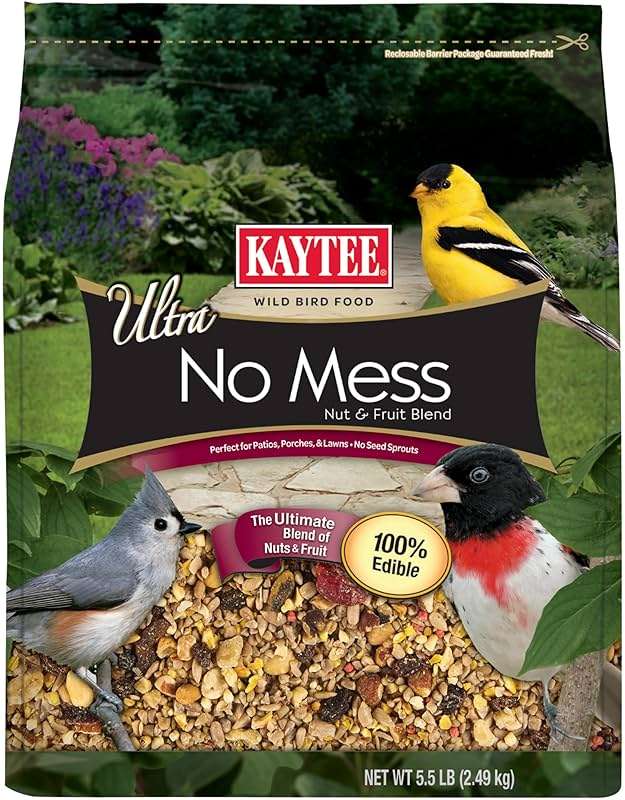 Kaytee Wild Bird Ultra No Mess Nut & Fruit Food Seed Blend For Blue Jays, Woodpeckers, Juncos, Cardinals, Grosbeaks, Sparrows, and Finches, 5.5 Pound - Image 1