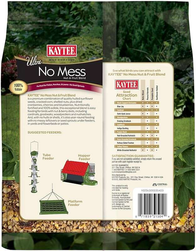 Kaytee Wild Bird Ultra No Mess Nut & Fruit Food Seed Blend For Blue Jays, Woodpeckers, Juncos, Cardinals, Grosbeaks, Sparrows, and Finches, 5.5 Pound - Image 2
