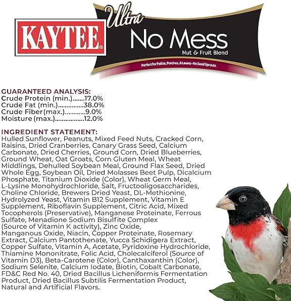 Kaytee Wild Bird Ultra No Mess Nut & Fruit Food Seed Blend For Blue Jays, Woodpeckers, Juncos, Cardinals, Grosbeaks, Sparrows, and Finches, 5.5 Pound - Image 6