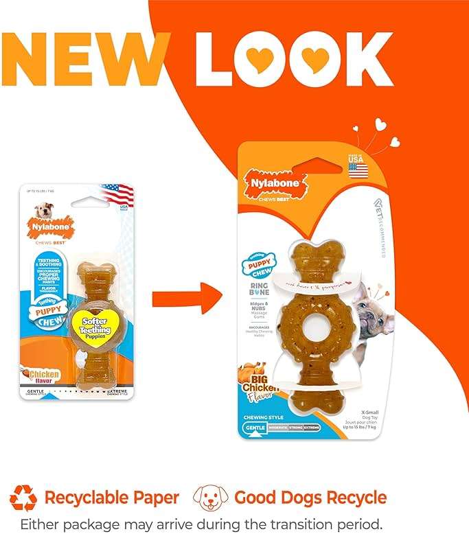 Nylabone Ring Bone Chew Toy for Puppies, Puppy Teething Toys, Puppy Enrichment Toys, Chicken Flavor, X-Small Dogs - Up to 15 lbs, 1 Count - Image 2
