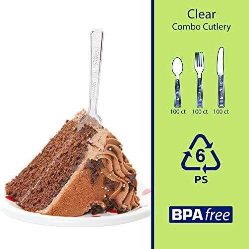 Party Dimensions 300 Count Plastic Cutlery Combo Box, Disposable Clear Plastic Silverware Utensils Set, 100 Forks, 100 spoons, 100 knives - Image 4
