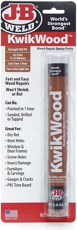 J-B Weld 8258 KwikWood Wood Repair Epoxy Putty Stick-7 inch, Beige - Image 1