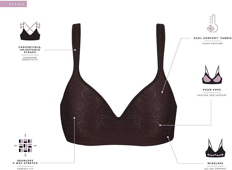 Bali Women's Wireless Bra DF3463, Comfort Revolution Full-Coverage Bras for Women, Moisture-Wicking, Wirefree - Image 7