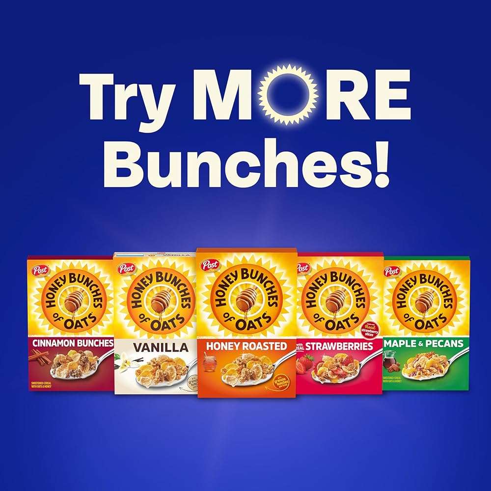 Honey Bunches of Oats with Almonds Breakfast Cereal, Almond Cereal with Oats and Granola Clusters, Family Size 18 oz Box - Image 8