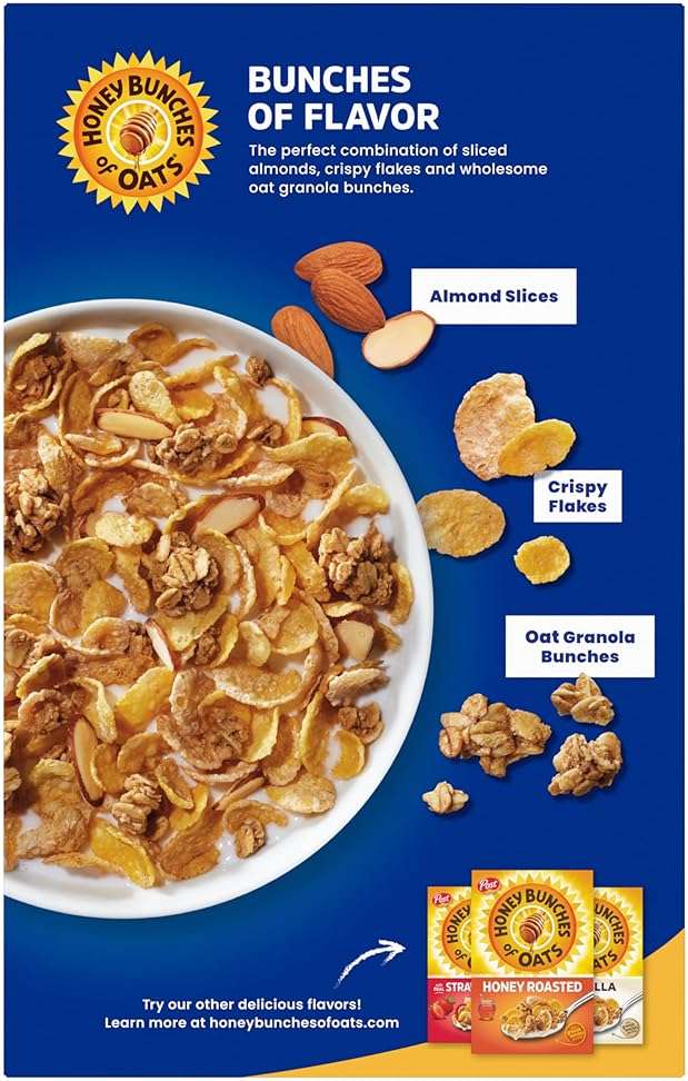 Honey Bunches of Oats with Almonds Breakfast Cereal, Almond Cereal with Oats and Granola Clusters, Family Size 18 oz Box - Image 10