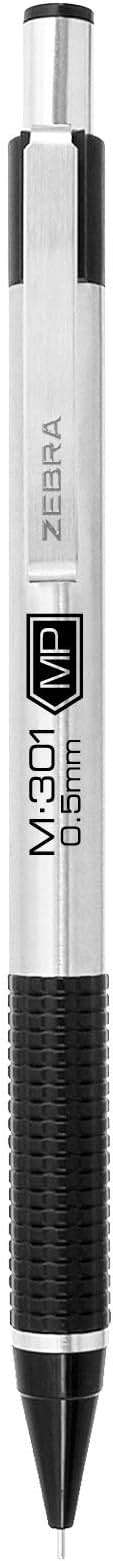 Zebra Pen, M-301 Mechanical Pencil, 0.7mm Point, Stainless Steel Barrel, Textured Grip, Smooth Writing Performance, Refillable, STEEL Series, 2-Count, (54312) - Image 3
