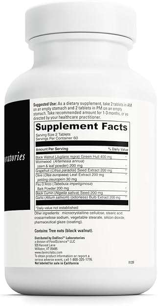 DAVINCI Labs Vira-Shield - Dietary Supplement to Support Detox, Immune System and Healthy GI Function* - with Black Walnut, Wormwood, Olive Leaf, PAU D’Arco, and More - Gluten-Free - 120 Tablets - Image 2
