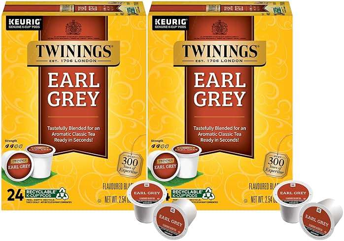 Twinings Earl Grey Black Tea K-Cup Pods for Keurig, 24 Count (Pack of 2), Flavoured with Citrus and Bergamot, Caffeinated, Enjoy Hot or Iced - Image 1