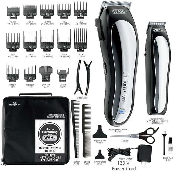 Wahl USA Clipper Rechargeable Lithium Ion Cordless Haircutting Clipper & Battery Trimming Combo Kit – Electric Clipper for Grooming Heads, Beards, & All Body Grooming – Model 79600-2101P - Image 6