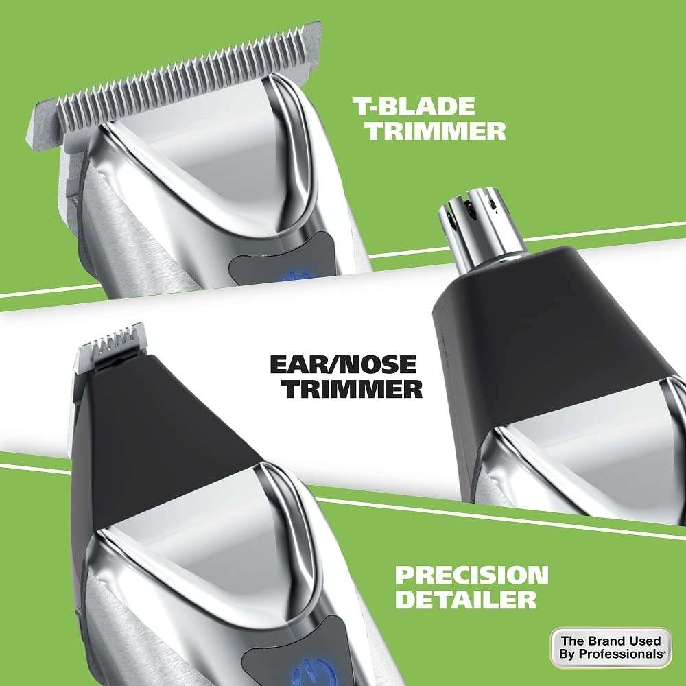 Wahl USA Stainless Steel Lithium-Ion Cordless Beard Trimmer for Men - Rechargeable All in One Men's Beard Trimmer with Rotary Ear & Nose Trimmer, & Detail Trimmer - Model 9818A - Image 6