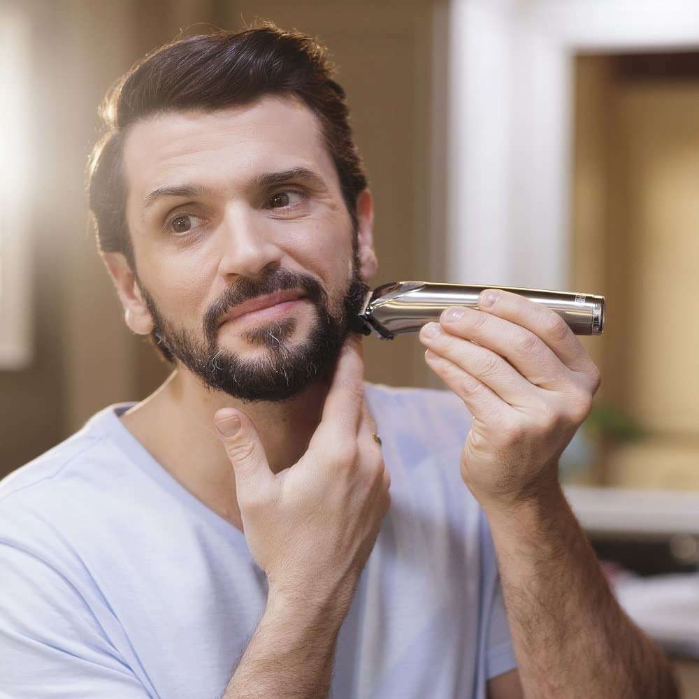 Wahl USA Stainless Steel Lithium-Ion Cordless Beard Trimmer for Men - Rechargeable All in One Men's Beard Trimmer with Rotary Ear & Nose Trimmer, & Detail Trimmer - Model 9818A - Image 7