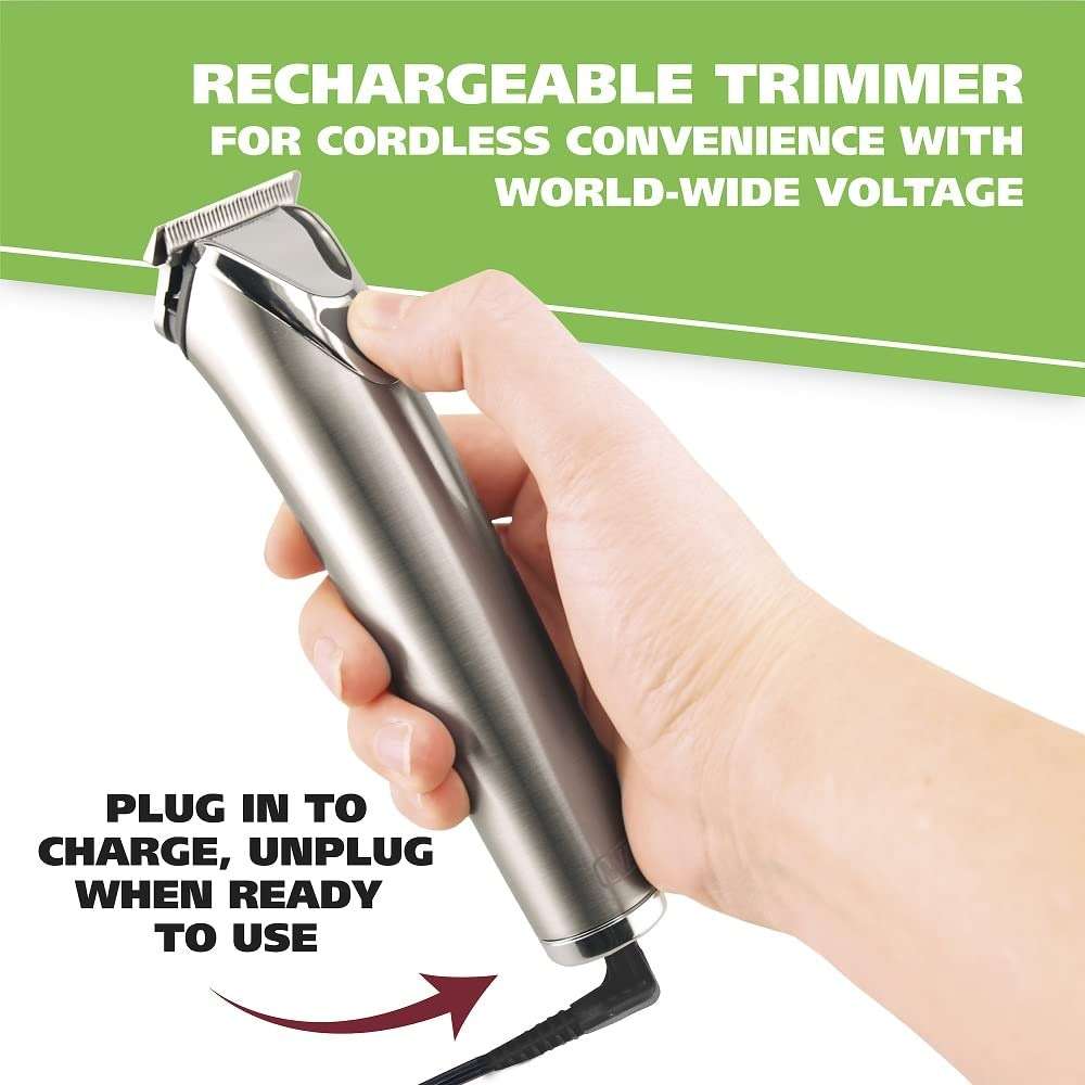 Wahl USA Stainless Steel Lithium-Ion Cordless Beard Trimmer for Men - Rechargeable All in One Men's Beard Trimmer with Rotary Ear & Nose Trimmer, & Detail Trimmer - Model 9818A - Image 9