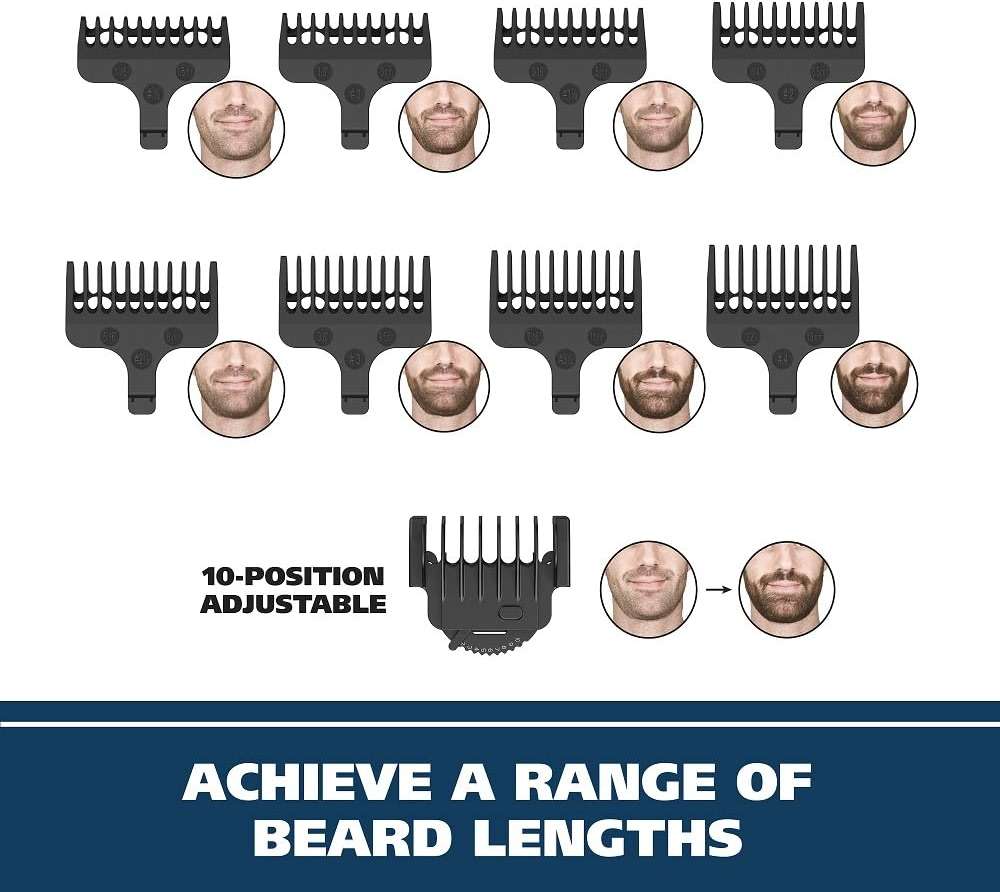 Wahl USA Stainless Steel Lithium-Ion Cordless Beard Trimmer for Men - Rechargeable All in One Men's Beard Trimmer with Rotary Ear & Nose Trimmer, & Detail Trimmer - Model 9818A - Image 10