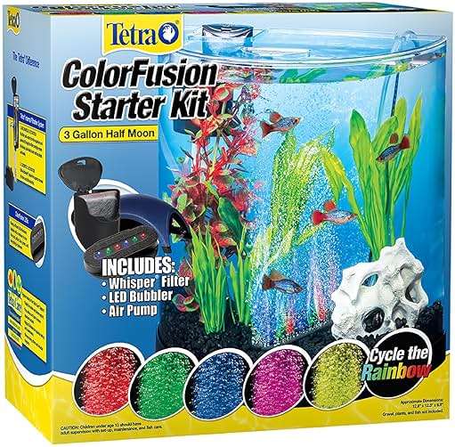 Tetra 3 Gallon Small Fish Tank, Aquarium Starter Kit, with Filter, Air pump, & Color Changing Light, Half Moon shape, for Gold Fish & Betta - Image 1