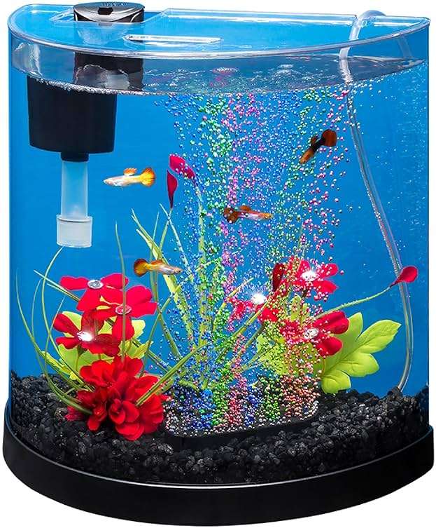 Tetra 3 Gallon Small Fish Tank, Aquarium Starter Kit, with Filter, Air pump, & Color Changing Light, Half Moon shape, for Gold Fish & Betta - Image 3
