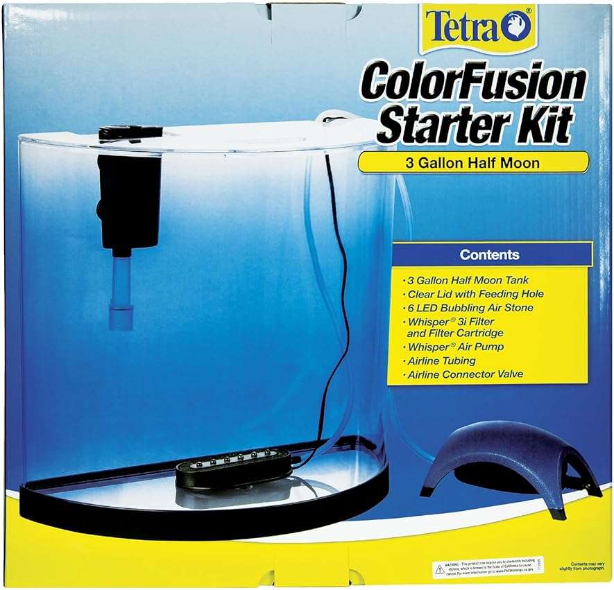 Tetra 3 Gallon Small Fish Tank, Aquarium Starter Kit, with Filter, Air pump, & Color Changing Light, Half Moon shape, for Gold Fish & Betta - Image 4