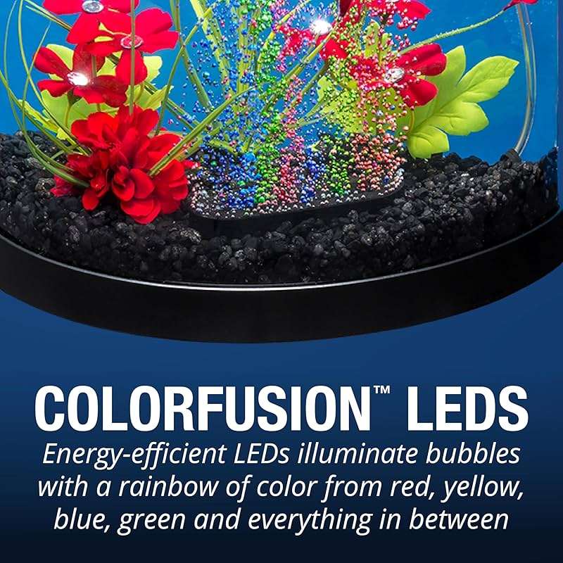 Tetra 3 Gallon Small Fish Tank, Aquarium Starter Kit, with Filter, Air pump, & Color Changing Light, Half Moon shape, for Gold Fish & Betta - Image 10