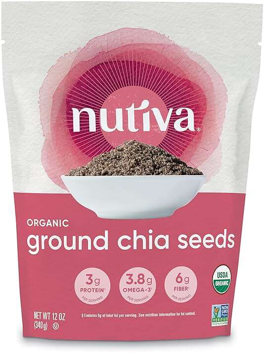 Nutiva Organic Premium Raw Ground Chia Seeds, 12 Ounce, USDA Organic, Non-GMO, Whole 30 Approved, Vegan, Gluten-Free & Keto, Nutrient-Dense Seeds with 3g Plant Protein & 5g Fiber for Salads, Yogurt & Smoothies - Image 1