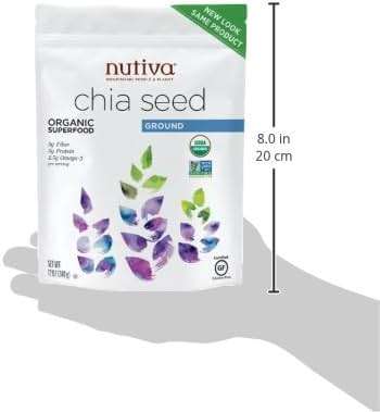 Nutiva Organic Premium Raw Ground Chia Seeds, 12 Ounce, USDA Organic, Non-GMO, Whole 30 Approved, Vegan, Gluten-Free & Keto, Nutrient-Dense Seeds with 3g Plant Protein & 5g Fiber for Salads, Yogurt & Smoothies - Image 6