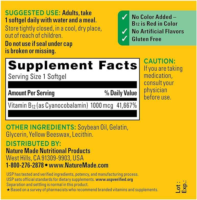 Nature Made Vitamin B12 1000 mcg, Dietary Supplement for Energy Metabolism Support, B12 Vitamins 1000 mcg, 90 Softgels, 90 Day Supply - Image 7
