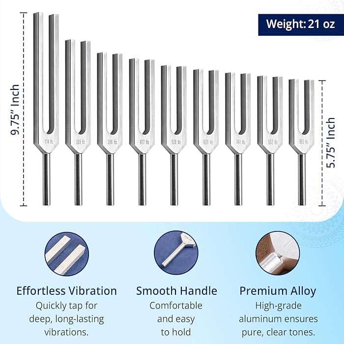 Solfeggio Tuning Forks for Healing Set - Made in the USA - Chakra Tuning Fork Set Includes 528 hz Tuning Fork - Sound Healing Instruments & Sound Therapy Instruments - Image 4
