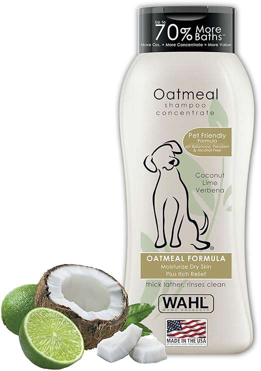 Wahl USA Dry Skin & Itch Relief Pet Shampoo for Dogs – Oatmeal Formula with Coconut Lime Verbena Scent & Pet Friendly Formula, 24 Oz - Model 820004A - Image 1