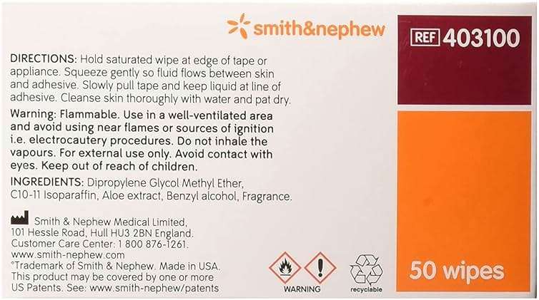 Smith and Nephew Remove Adhesive Remover Wipes 403100, 50-count - Image 2