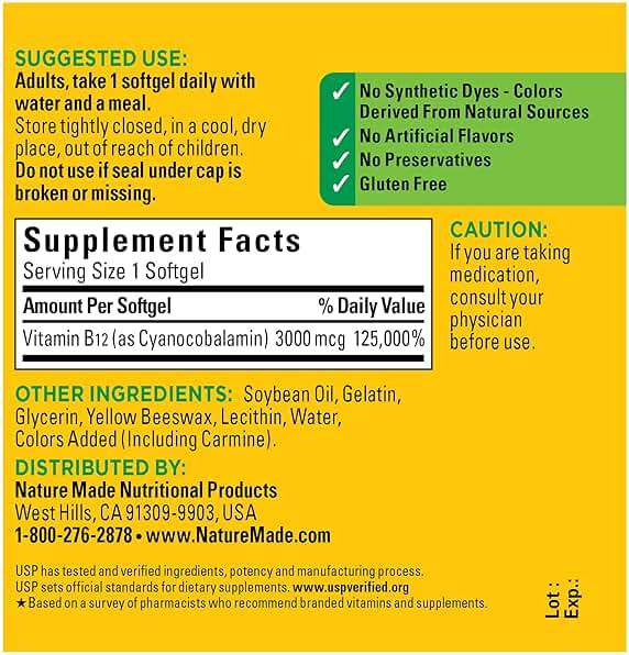 Nature Made Vitamin B12 Extra Strength 3000 mcg, B12 Vitamin Supplement for Energy Metabolism Support, 60 Softgels, 60 Day Supply - Image 5