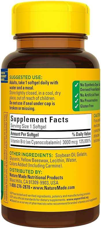 Nature Made Vitamin B12 Extra Strength 3000 mcg, B12 Vitamin Supplement for Energy Metabolism Support, 60 Softgels, 60 Day Supply - Image 8