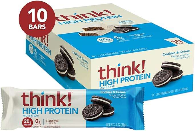 think! Protein Bars, High Protein Snacks, Gluten Free, Kosher Friendly, Cookies and Crème, Nutrition Bars, 2.1 Oz per Bar, 10 Count (Packaging May Vary) - Image 2