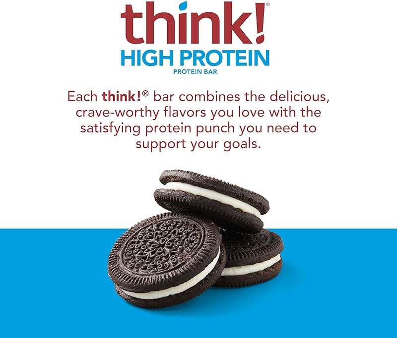 think! Protein Bars, High Protein Snacks, Gluten Free, Kosher Friendly, Cookies and Crème, Nutrition Bars, 2.1 Oz per Bar, 10 Count (Packaging May Vary) - Image 5