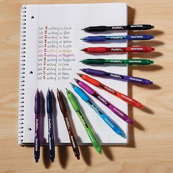 Paper Mate Profile Retractable Ballpoint Pens, Bold Point (1.4mm), Assorted Colors, 12 Count - Back to School, Office, Teacher Supplies - Image 2
