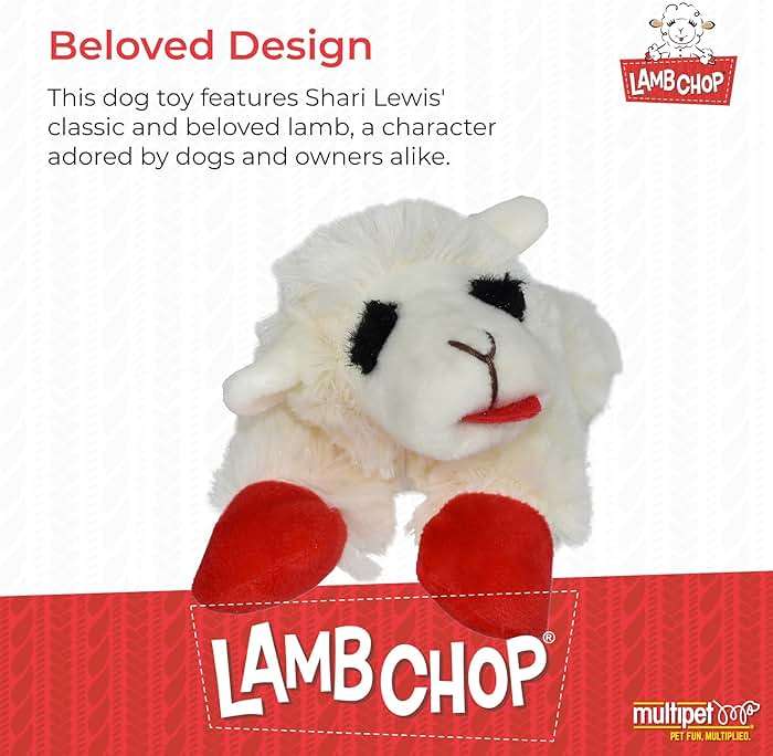 Multipet Lamb Chop Dog Plush Toy - Squeaky Toy for All Dogs - Extra Soft Plush - Stuffed Animal Dog Toy for Cuddling & Playing - Cute Pet Toy (6", Cream) - Image 2