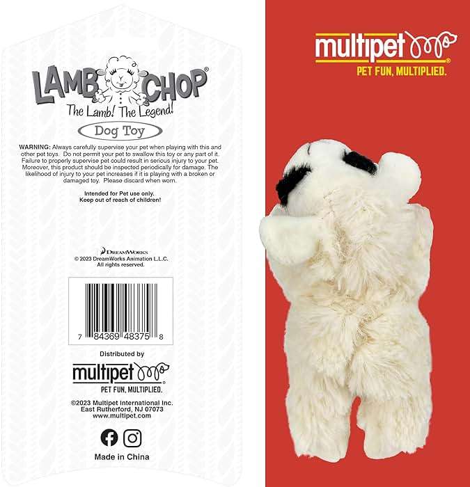 Multipet Lamb Chop Dog Plush Toy - Squeaky Toy for All Dogs - Extra Soft Plush - Stuffed Animal Dog Toy for Cuddling & Playing - Cute Pet Toy (6", Cream) - Image 6