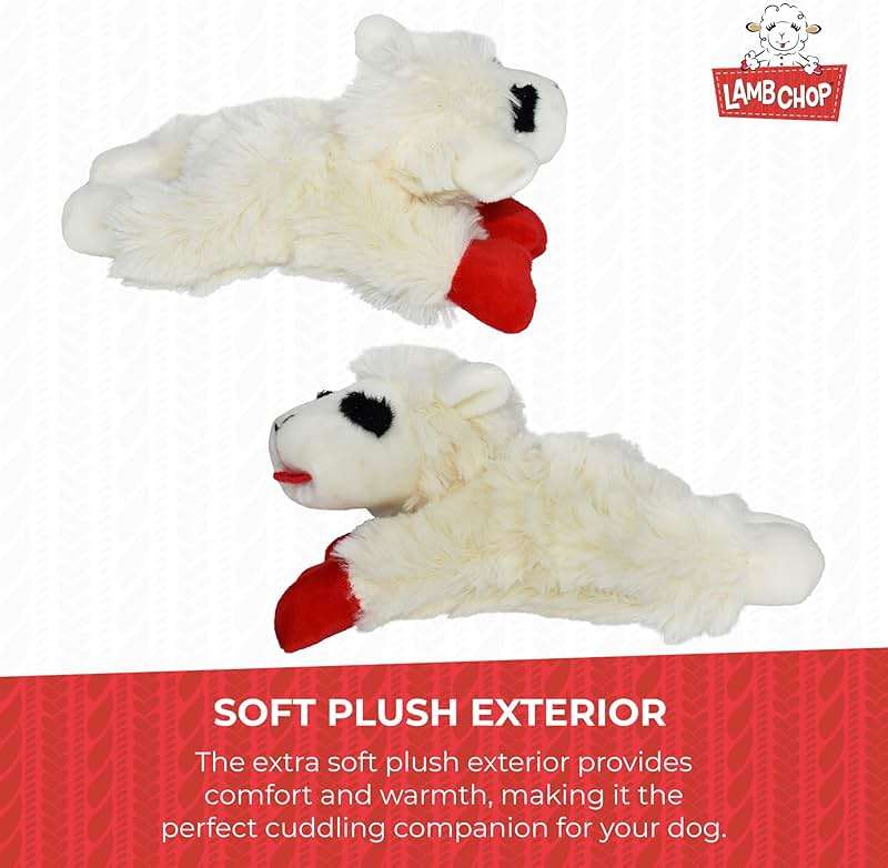 Multipet Lamb Chop Dog Plush Toy - Squeaky Toy for All Dogs - Extra Soft Plush - Stuffed Animal Dog Toy for Cuddling & Playing - Cute Pet Toy (6", Cream) - Image 7