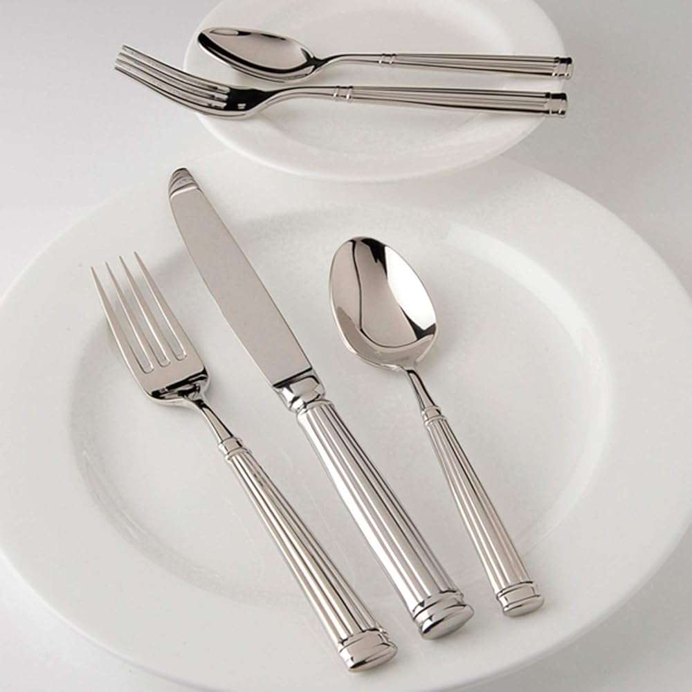 FORTESSA Doria 18/10 Stainless Steel Flatware, 5 Piece Place Setting With Table Knife, Forks and Spoons (Service For 1), Dishwasher Safe, Polished - Image 3
