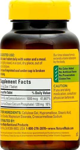 Nature Made Vitamin B12 1000 mcg, B12 Vitamins, Dietary Supplement for Energy Metabolism Support, 160 Time Release Tablets, 160 Day Supply - Image 5
