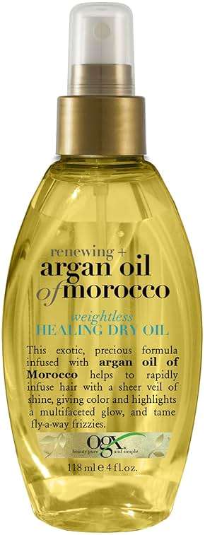 OGX Renewing + Argan Oil of Morocco Weightless Healing Dry Oil Spray, Lightweight Hair Oil Mist for Split Ends, Frizzy Hair and Flyaways, Paraben-Free, Sulfated-Surfactants Free, 4 Fl Oz - Image 1