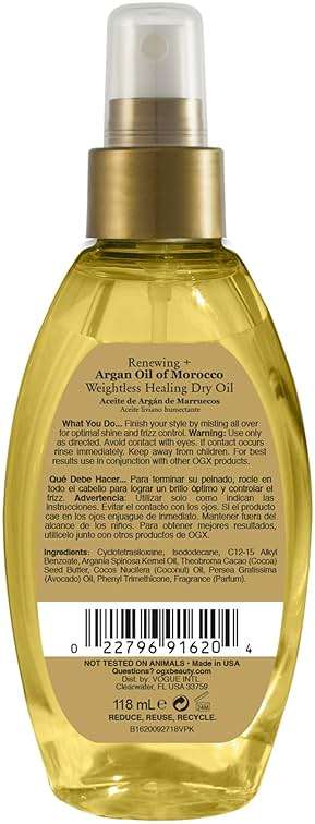 OGX Renewing + Argan Oil of Morocco Weightless Healing Dry Oil Spray, Lightweight Hair Oil Mist for Split Ends, Frizzy Hair and Flyaways, Paraben-Free, Sulfated-Surfactants Free, 4 Fl Oz - Image 5