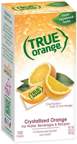 True Orange Dispenser Pack 100ct. Natural Flavored Water Enhancer, Great beverage option for Paleo Diet, Adkin's Diet, and other healthly diet programs. - Image 4