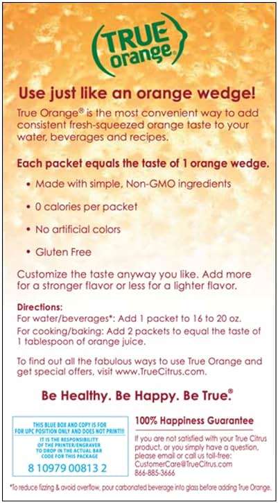 True Orange Dispenser Pack 100ct. Natural Flavored Water Enhancer, Great beverage option for Paleo Diet, Adkin's Diet, and other healthly diet programs. - Image 6