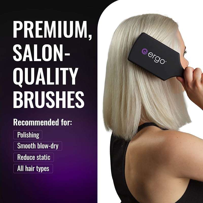 ERGO Ionic Paddle Hair Brush – Large Polishing Brush for Long-Lasting Shine, Detangling Brush for Wet & Dry Hair Care, Hair Styling Tool for Blow Drying (ER1000) - Image 2