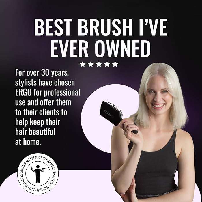 ERGO Ionic Paddle Hair Brush – Large Polishing Brush for Long-Lasting Shine, Detangling Brush for Wet & Dry Hair Care, Hair Styling Tool for Blow Drying (ER1000) - Image 5